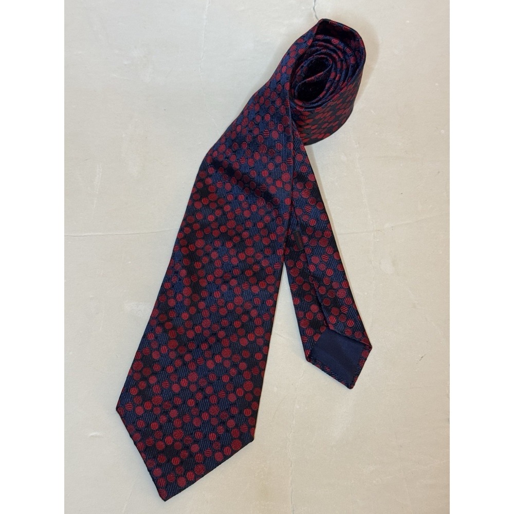 Charvet Men's One Size Navy Blue Red Polka Dots Silk Tie